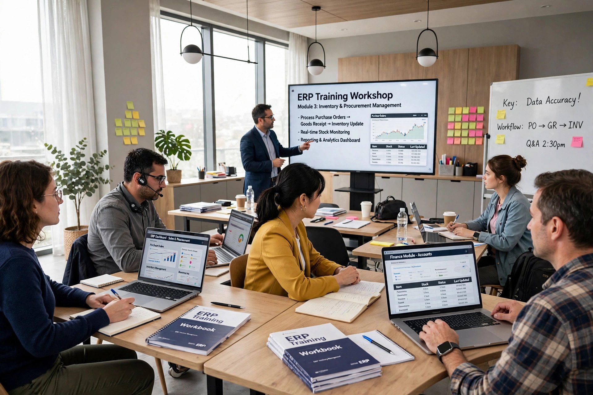 ERP training workshop in a bright modern training room